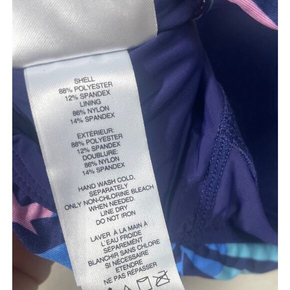 ModCloth 2X Tie Shoulder Bikini Top Swimwear Blue Tropical Palm Leaf - Picture 8 of 9